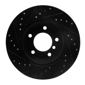 BMW 325CI Brake Rotor (1) - Front Right - R1 Concepts - Drilled & Slotted - Black - `99-`08